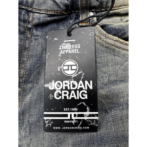 Men JORDAN CRAIG Distressed Stretch Desert Gold Washed Denim Jean Pant 38x32 NWT - Picture 6 of 11